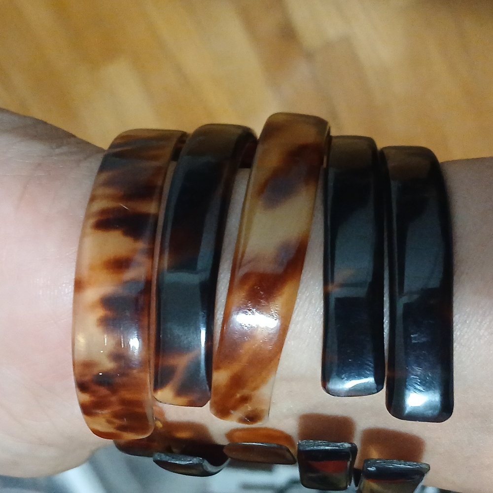 Tortoise Shell Patterned Bangles 5 Bangles - image 6